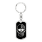 Calavera Mexican Sugar Skull 37 Keychain Stainless Steel or 18k Gold Dog Tag Keyring-Express Your Love Gifts