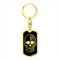 Calavera Mexican Sugar Skull 37 Keychain Stainless Steel or 18k Gold Dog Tag Keyring-Express Your Love Gifts