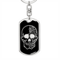 Calavera Mexican Sugar Skull 37 Keychain Stainless Steel or 18k Gold Dog Tag Keyring-Express Your Love Gifts