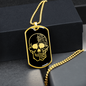 Calavera Mexican Sugar Skull 37 Necklace Stainless Steel or 18k Gold Dog Tag 24" Chain-Express Your Love Gifts
