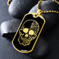 Calavera Mexican Sugar Skull 37 Necklace Stainless Steel or 18k Gold Dog Tag 24" Chain-Express Your Love Gifts