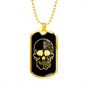 Calavera Mexican Sugar Skull 37 Necklace Stainless Steel or 18k Gold Dog Tag 24" Chain-Express Your Love Gifts
