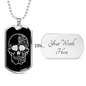 Calavera Mexican Sugar Skull 37 Necklace Stainless Steel or 18k Gold Dog Tag 24" Chain-Express Your Love Gifts