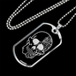 Calavera Mexican Sugar Skull 37 Necklace Stainless Steel or 18k Gold Dog Tag 24" Chain-Express Your Love Gifts