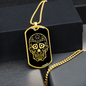 Calavera Mexican Sugar Skull 38 Necklace Stainless Steel or 18k Gold Dog Tag 24" Chain-Express Your Love Gifts