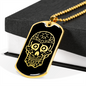 Calavera Mexican Sugar Skull 38 Necklace Stainless Steel or 18k Gold Dog Tag 24" Chain-Express Your Love Gifts