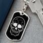 Calavera Mexican Sugar Skull 39 Keychain Stainless Steel or 18k Gold Dog Tag Keyring-Express Your Love Gifts