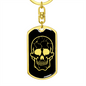 Calavera Mexican Sugar Skull 39 Keychain Stainless Steel or 18k Gold Dog Tag Keyring-Express Your Love Gifts