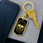 Calavera Mexican Sugar Skull 39 Keychain Stainless Steel or 18k Gold Dog Tag Keyring-Express Your Love Gifts