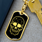Calavera Mexican Sugar Skull 39 Keychain Stainless Steel or 18k Gold Dog Tag Keyring-Express Your Love Gifts