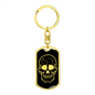 Calavera Mexican Sugar Skull 39 Keychain Stainless Steel or 18k Gold Dog Tag Keyring-Express Your Love Gifts