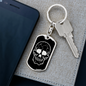 Calavera Mexican Sugar Skull 39 Keychain Stainless Steel or 18k Gold Dog Tag Keyring-Express Your Love Gifts