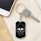 Calavera Mexican Sugar Skull 39 Keychain Stainless Steel or 18k Gold Dog Tag Keyring-Express Your Love Gifts