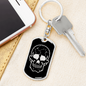 Calavera Mexican Sugar Skull 39 Keychain Stainless Steel or 18k Gold Dog Tag Keyring-Express Your Love Gifts