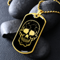 Calavera Mexican Sugar Skull 39 Necklace Stainless Steel or 18k Gold Dog Tag 24" Chain-Express Your Love Gifts