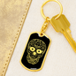 Calavera Mexican Sugar Skull 4 Keychain Stainless Steel or 18k Gold Dog Tag Keyring-Express Your Love Gifts