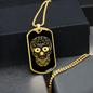 Calavera Mexican Sugar Skull 4 Necklace Stainless Steel or 18k Gold Dog Tag 24" Chain-Express Your Love Gifts