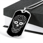 Calavera Mexican Sugar Skull 4 Necklace Stainless Steel or 18k Gold Dog Tag 24" Chain-Express Your Love Gifts