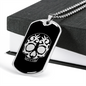Calavera Mexican Sugar Skull 40 Necklace Stainless Steel or 18k Gold Dog Tag 24" Chain-Express Your Love Gifts