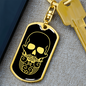 Calavera Mexican Sugar Skull 41 Keychain Stainless Steel or 18k Gold Dog Tag Keyring-Express Your Love Gifts