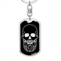 Calavera Mexican Sugar Skull 41 Keychain Stainless Steel or 18k Gold Dog Tag Keyring-Express Your Love Gifts