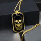 Calavera Mexican Sugar Skull 41 Necklace Stainless Steel or 18k Gold Dog Tag 24" Chain-Express Your Love Gifts