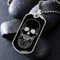Calavera Mexican Sugar Skull 41 Necklace Stainless Steel or 18k Gold Dog Tag 24" Chain-Express Your Love Gifts