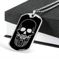 Calavera Mexican Sugar Skull 41 Necklace Stainless Steel or 18k Gold Dog Tag 24" Chain-Express Your Love Gifts