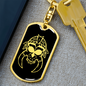 Calavera Mexican Sugar Skull 42 Keychain Stainless Steel or 18k Gold Dog Tag Keyring-Express Your Love Gifts