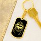 Calavera Mexican Sugar Skull 42 Keychain Stainless Steel or 18k Gold Dog Tag Keyring-Express Your Love Gifts