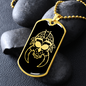 Calavera Mexican Sugar Skull 42 Necklace Stainless Steel or 18k Gold Dog Tag 24" Chain-Express Your Love Gifts