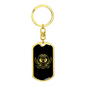 Calavera Mexican Sugar Skull 43 Keychain Stainless Steel or 18k Gold Dog Tag Keyring-Express Your Love Gifts