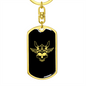 Calavera Mexican Sugar Skull 44 Keychain Stainless Steel or 18k Gold Dog Tag Keyring-Express Your Love Gifts