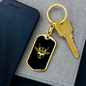 Calavera Mexican Sugar Skull 44 Keychain Stainless Steel or 18k Gold Dog Tag Keyring-Express Your Love Gifts