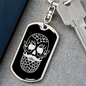 Calavera Mexican Sugar Skull 45 Keychain Stainless Steel or 18k Gold Dog Tag Keyring-Express Your Love Gifts