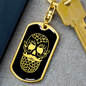 Calavera Mexican Sugar Skull 45 Keychain Stainless Steel or 18k Gold Dog Tag Keyring-Express Your Love Gifts