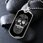 Calavera Mexican Sugar Skull 45 Necklace Stainless Steel or 18k Gold Dog Tag 24" Chain-Express Your Love Gifts