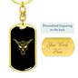 Calavera Mexican Sugar Skull 46 Keychain Stainless Steel or 18k Gold Dog Tag Keyring-Express Your Love Gifts