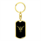 Calavera Mexican Sugar Skull 46 Keychain Stainless Steel or 18k Gold Dog Tag Keyring-Express Your Love Gifts