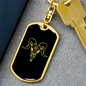 Calavera Mexican Sugar Skull 47 Keychain Stainless Steel or 18k Gold Dog Tag Keyring-Express Your Love Gifts