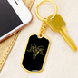 Calavera Mexican Sugar Skull 47 Keychain Stainless Steel or 18k Gold Dog Tag Keyring-Express Your Love Gifts