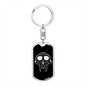 Calavera Mexican Sugar Skull 48 Keychain Stainless Steel or 18k Gold Dog Tag Keyring-Express Your Love Gifts