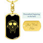 Calavera Mexican Sugar Skull 48 Keychain Stainless Steel or 18k Gold Dog Tag Keyring-Express Your Love Gifts
