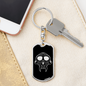 Calavera Mexican Sugar Skull 48 Keychain Stainless Steel or 18k Gold Dog Tag Keyring-Express Your Love Gifts