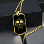 Calavera Mexican Sugar Skull 48 Necklace Stainless Steel or 18k Gold Dog Tag 24" Chain-Express Your Love Gifts