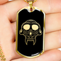 Calavera Mexican Sugar Skull 48 Necklace Stainless Steel or 18k Gold Dog Tag 24" Chain-Express Your Love Gifts