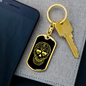 Calavera Mexican Sugar Skull 5 Keychain Stainless Steel or 18k Gold Dog Tag Keyring-Express Your Love Gifts