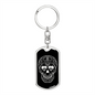 Calavera Mexican Sugar Skull 5 Keychain Stainless Steel or 18k Gold Dog Tag Keyring-Express Your Love Gifts