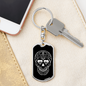 Calavera Mexican Sugar Skull 5 Keychain Stainless Steel or 18k Gold Dog Tag Keyring-Express Your Love Gifts