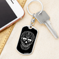 Calavera Mexican Sugar Skull 5 Keychain Stainless Steel or 18k Gold Dog Tag Keyring-Express Your Love Gifts